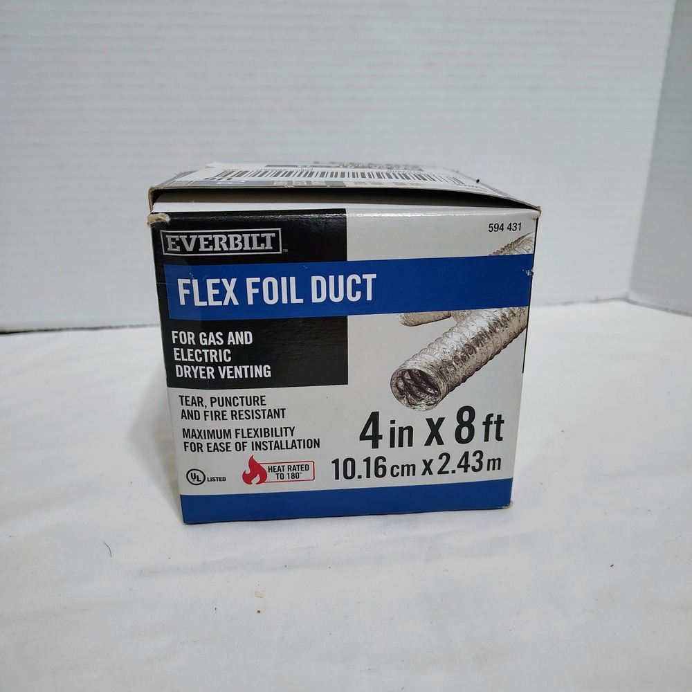 Everbilt 4 Inch x 8 Foot Flex Foil Dryer Vent Duct for‎ Gas Electric Appliances